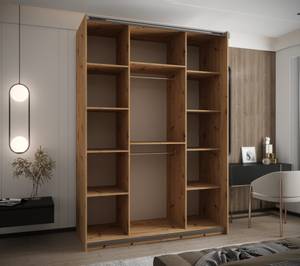 Armoire Lux 4 Noir - Imitation chêne - Largeur : 160 cm