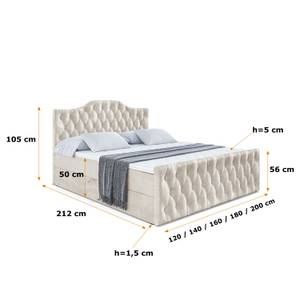 Boxspringbett VILA-1-Z Beige - Breite: 160 cm - H4