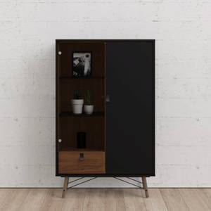 Vitrine Rye Noir - En partie en bois massif - 102 x 162 x 40 cm