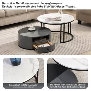 Table basse MARBZoom (lot de 2) Noir - Gris - Bois manufacturé - Métal - Matière plastique - 70 x 40 x 70 cm