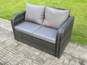 Garten Esssofa Set Fritz (7er-Set) Grau - Polyrattan - Stein - 69 x 79 x 124 cm