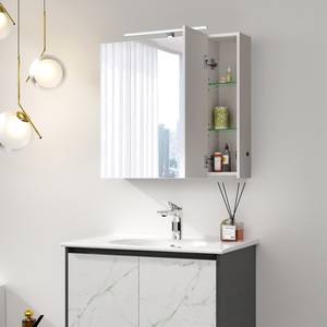 Spiegelschrank mit LED Beleuchtung weiß Weiß - Holzwerkstoff - 15 x 72 x 91 cm