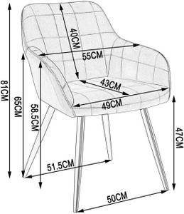 Esszimmerstuhl Ben (2er Set) Grau - Metall - Textil - 55 x 81 x 62 cm