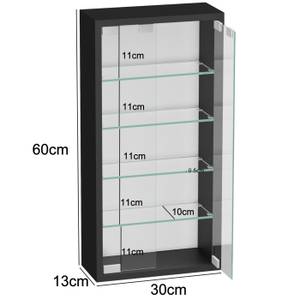 Vitrinenschrank JUNZSV-02B_ZWART Schwarz - Holz teilmassiv - 30 x 60 x 13 cm