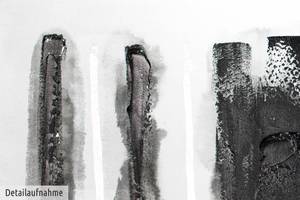Acrylbild handgemalt Fährten im Schnee Schwarz - Weiß - Massivholz - Textil - 150 x 50 x 3 cm
