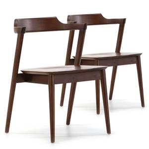 Pack 2 chaises Venus, Couleur Noyer Marron - Bois manufacturé - Bois massif - 58 x 76 x 58 cm