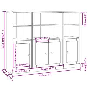 Highboard 3er Set DE5426 Steingrau