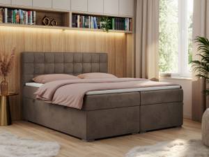 Boxspringbett CARMEN Braun - Breite: 200 cm - H3 - Textil