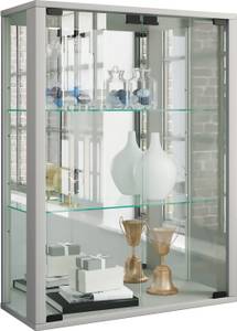 Wandvitrine Glasvitrine Udina Spiegel Silber - Weiß - Holzwerkstoff - Glas