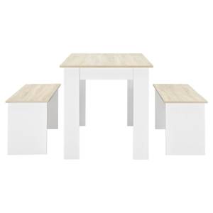 Lot de Table et 2 Bancs Hokksund Imitation chêne