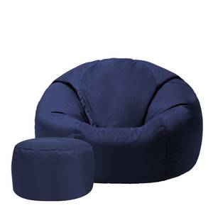 Klassischer Outdoor Sitzsack mit Hocker Nachtblau