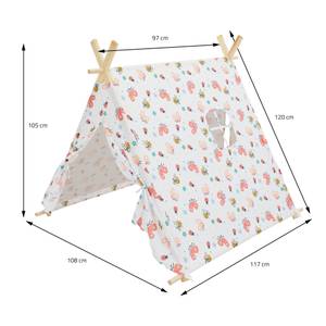 Spielzelt für Kinder 108x105x117 cm Weiß Weiß - Textil - 117 x 108 x 105 cm