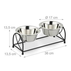 Futterstation für Hunde Schwarz - Silber - Metall - 36 x 14 x 14 cm