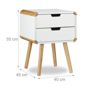 Table de chevet 2 tiroirs table console Marron - Blanc - Bambou - Bois manufacturé - 40 x 55 x 40 cm