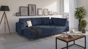 Skandinavisches Ecksofa Amber mit Hocker Blau - Ecke davorstehend rechts