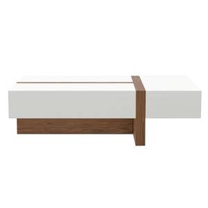 Couchtisch in Weiß und Nussbaum Braun - Weiß - Holzwerkstoff - Massivholz - Holzart/Dekor - 120 x 35 x 70 cm