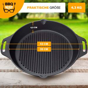 Gusseisen Steakpfanne Ø35cm 4550g Schwarz - Metall - 37 x 6 x 38 cm