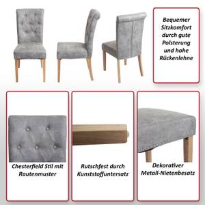 6er-Set Esszimmerstuhl Chesterfield II Hellgrau