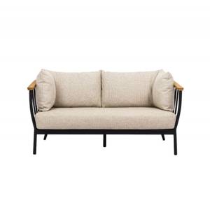 Salon de jardin 4 places avec pouf alu Beige - Métal - Profondeur : 83 cm