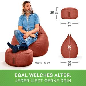 Set Indoor Sitzsack "Home Linen“+Hocker Rot