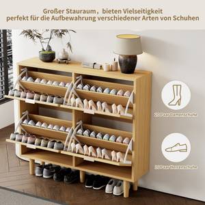 Schuhkipper RattanNatur Ⅱ Beige - Holzwerkstoff - Massivholz - 100 x 90 x 25 cm