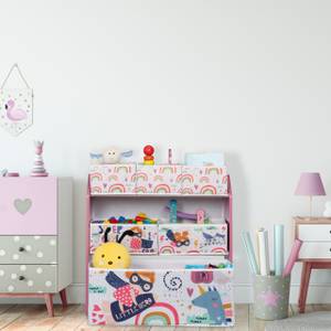 Étagère pour enfants avec 6 tiroirs Vert - Rose foncé - Blanc - Bois manufacturé - Matière plastique - Textile - 63 x 66 x 30 cm