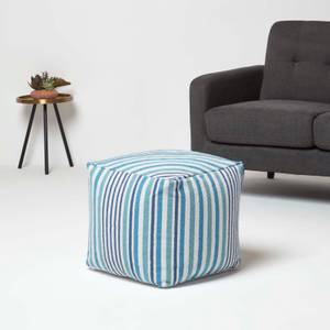 Designer Hocker Pouf Selam aqua weiß 40 x 40 x 40 cm