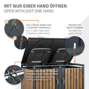 Mülltonnenbox für 2 Tonnen Braun - Metall - 80 x 117 x 132 cm