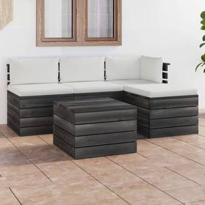 Garten-Lounge-Set (5-teilig) 3005332 Weiß - Massivholz - Holzart/Dekor - 60 x 42 x 60 cm