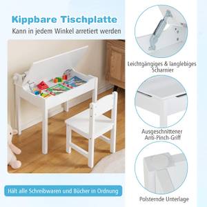 Kindertisch-Set HY10125 Weiß - Holzwerkstoff - Massivholz - 40 x 58 x 60 cm