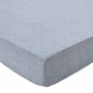 Leinen-Spannbettlaken Sameiro Blau - Textil - 200 x 1-25 x 200 cm