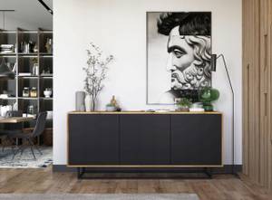 Sideboard APOLLO Loft Schwarz - Eiche Wotan Dekor