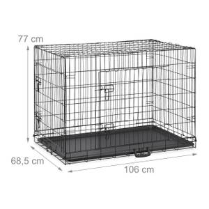 Cage pliable avec fond pour chien Noir - Métal - Matière plastique - 106 x 77 x 69 cm