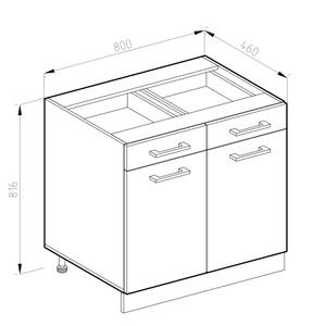 Küchenunterschrank R-Line 37103 Hochglanz Weiß - Sonoma Eiche Trüffel Dekor - Breite: 80 cm