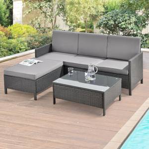 Gartenmöbel-Set Murcia (3-teilig) Grau - Metall - 173 x 72 x 60 cm