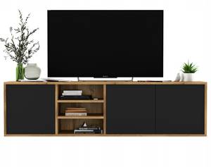 Tv-Lowboard Loft APOLLO Schwarz - Eiche Wotan Dekor