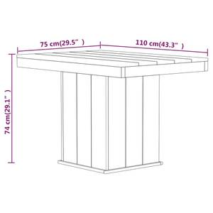 Salle à manger (lot de 3) 3096611 Marron - Bois massif - Bois/Imitation - 110 x 74 x 75 cm