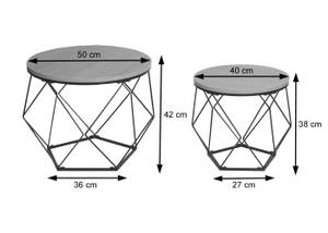 Couchtisch-Set L37 Braun - Holzwerkstoff - Metall - Holzart/Dekor - Holz teilmassiv - 52 x 42 x 52 cm