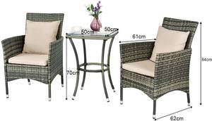 3 tlg. Polyrattan Gartenmöbel Braun - Rattan - 62 x 84 x 61 cm