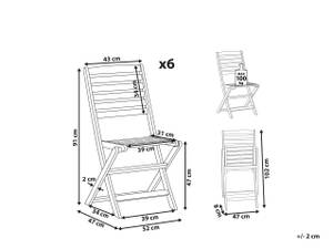 Gartenstuhl TOLVE 6-tlg Braun - Massivholz - 52 x 91 x 47 cm