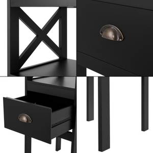 Table d'appoint Veteli avec tiroir Noir - Bois manufacturé - 34 x 79 x 34 cm