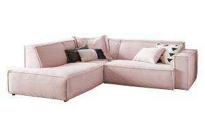 Ecksofa SAMU Sofa Cord Pink - Ecke davorstehend links