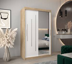 Armoire à portes coulissantes york 2 Imitation chêne de Sonoma - Blanc - Largeur : 120 cm - 2 porte