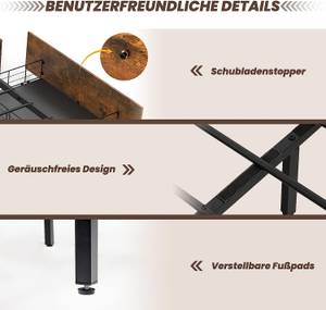 Stauraumbett mit LED Beleuchtung Braun - Metall - 144 x 102 x 216 cm