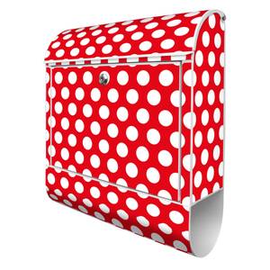 Briefkasten Stahl Punkte Rot Weiß - Metall - 38 x 46 x 13 cm