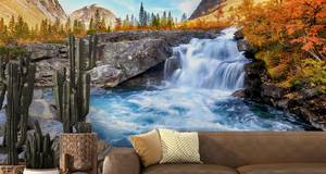 Fototapete Landschaft WASSERFALL 3D 135 x 90 x 90 cm