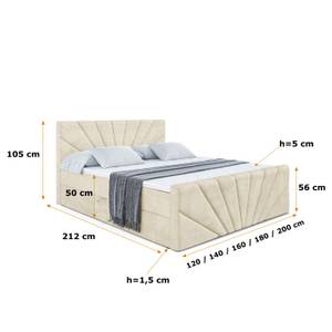 Boxspringbett MILTIO-Z Ecru - Breite: 120 cm - H3