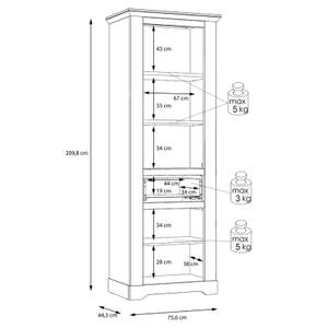 Vitrine 2 portes 1 tiroir éclairage LED Beige - Bois manufacturé - 76 x 210 x 45 cm