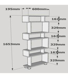 Etagère Blok Marron - Imitation chêne vintage - Blanc