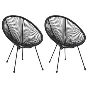 Gartenstühle 2er Set D8003 Schwarz - Rattan - 83 x 30 x 71 cm